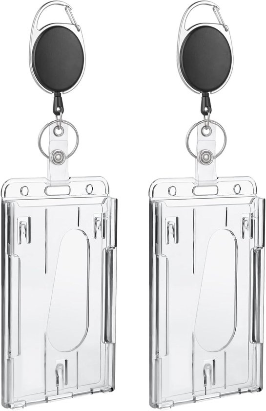Set van 2 Heavy Duty Badge Holders met Retractable Reel en Hard Plastic ID Card Bescherming voor Medisch Personeel, Onderwijs en Kantoorgebruik