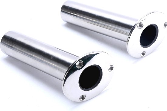 Set van 2 Heavy Duty RVS Staafhouders met Afvoer - Flush Mount Hengel Houders voor 15 graden Hoek van Nuzamas