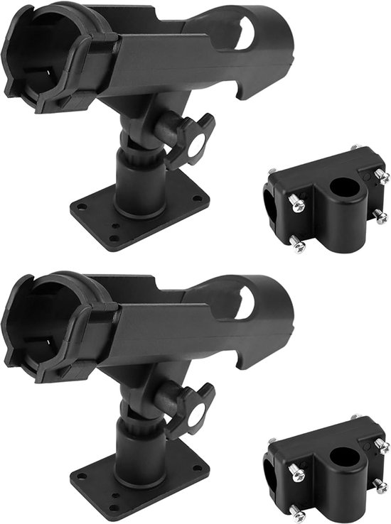 Set van 2 hengelsteunen voor boten – Draaibare visstoel – Bootsteun – Hengelhouder – Eenvoudige installatie – Stevig en duurzaam – 360° draaibaar – Geschikt voor boten en kajaks – Nylon – Zwart