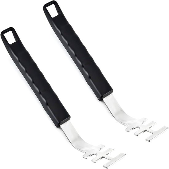 Set van 2 hittebestendige grillroosterlifters, roestvrij staal, grillroosterlifter voor veilig hanteren van hete grillroosters, outdoor barbecue-accessoires