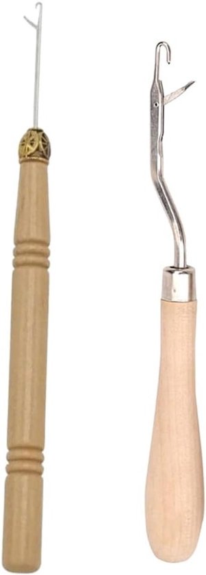Set van 2 houten haaknaalden voor haken, tapijt maken en breien - ergonomisch en duurzaam