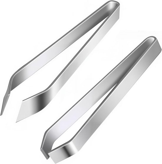 Set van 2 Keukentangen, Plat en Diagonaal, Rvs Tangen voor Keuken en Visverwerking, Ideaal voor het Verwijderen van Visgraat en Eendenveren