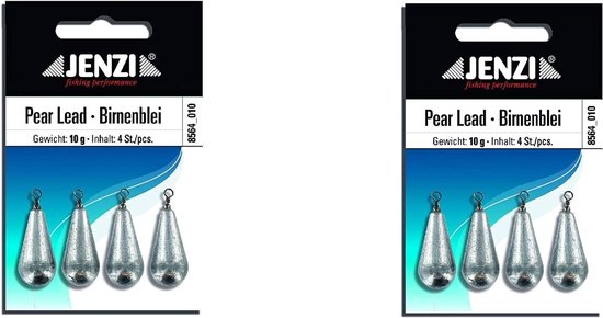Set van 2 Peerloodjes, 10g, 8 Stuks, met Swivel/Oogje