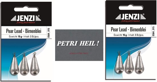 Set van 2 Peerloodjes 15g, 6 Stuks, met Swivel/Oogje