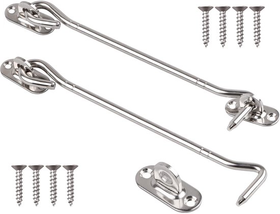 Set van 2 RVS Cabin Hooks 8 inch voor Deuren en Vensters