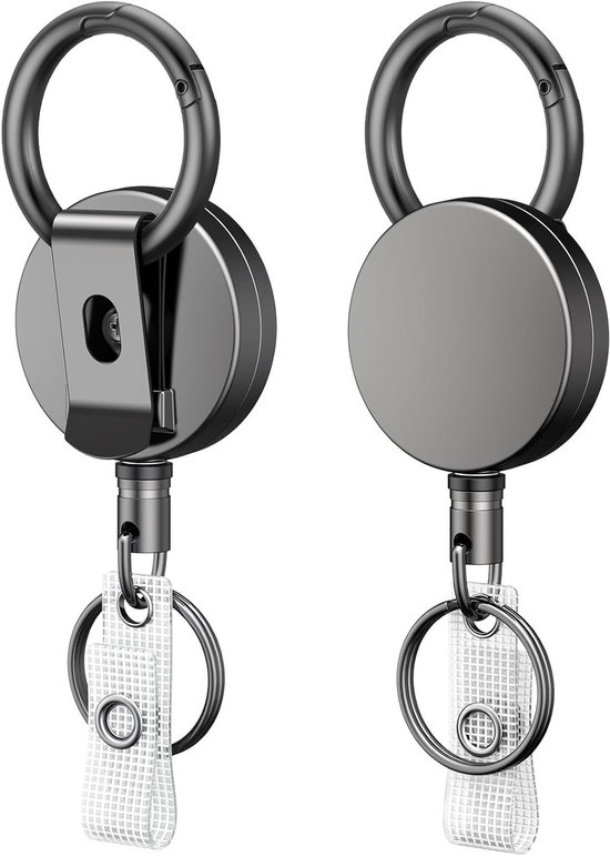 Set van 2 Stevige Retractable Badge Reel voor Badgehouder, Metalen Sleutelhanger met Riemclip, 70cm Nylon Koord en Duurzaam Ontwerp van Merkloos