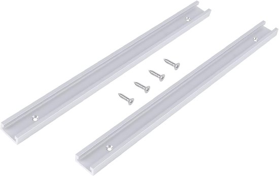 Set van 2 T-tracks, 300 mm aluminium legering, universele T-sleuf track met voorgeboorde montagegaten, met zelftaping schroeven, geschikt voor het bouwen van JIgs en bevestigingsmiddelen