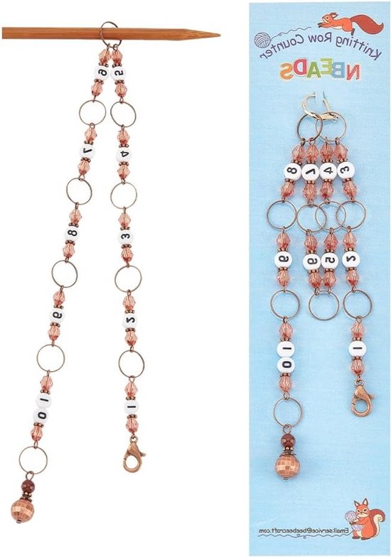 Set van 2 Tachometer Kettingen met Bead Pendant Steekmarkeerders, Acryl en Zinklegering, Voor het Volgen van Voortgang en Creatieve Projecten