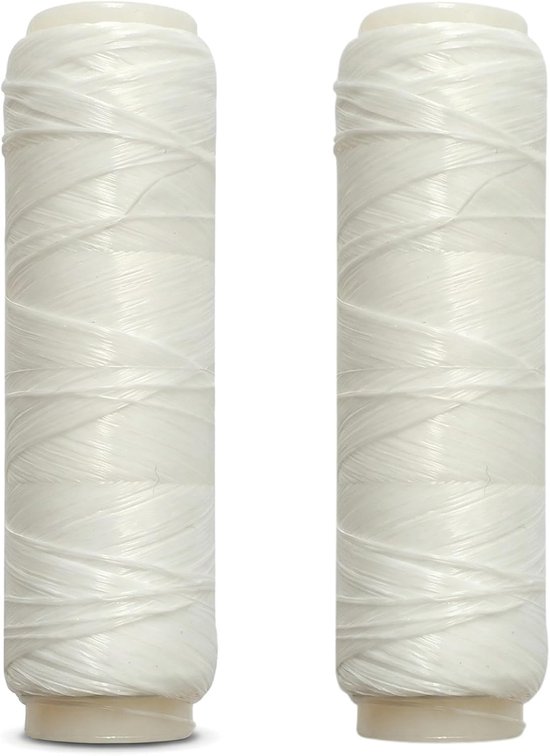 Set van 2 transparante elastische vislijnen, onzichtbaar aasdraad 0,2 mm (~0,008 inch), 250 meter per spoel, transparante reklijn voor het optuigen en vastbinden van aas, voor zalm, steur en baars.
