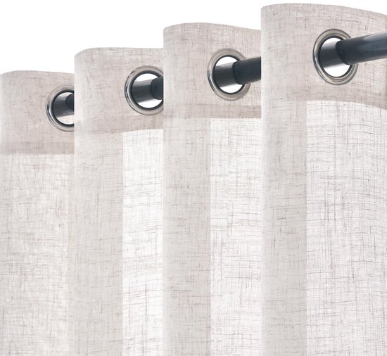 Set van 2 transparante linnen gordijnen met ringen, moderne interieurgordijnen voor slaapkamer, woonkamer en raam, 140x235 cm, wit