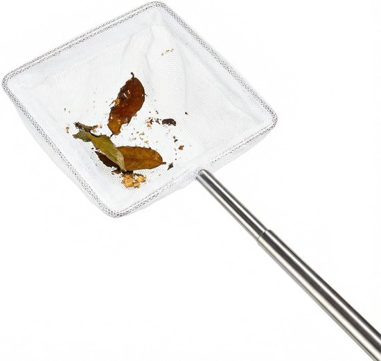 Set van 2 uitschuifbare aquariumschepnetten, grote vierkante, witte frame, visnetten met verstelbaar roestvrijstalen handvat (13,5 cm-39 cm)