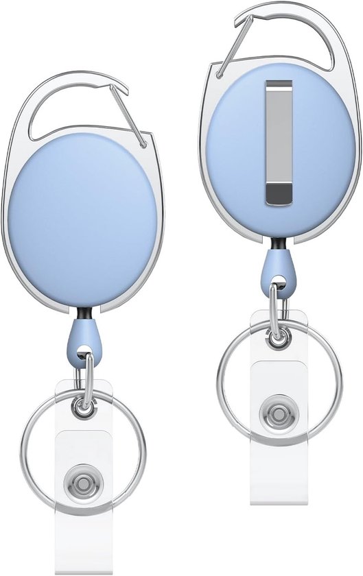 Set van 2 Uittrekbare Badge Reel voor Badgehouder, Duurzame Sleutelhanger met Rvs Veer, 24 Inch Nylon Touw en Karabijnhaak voor Sleutels en ID Kaarten van Merkloos