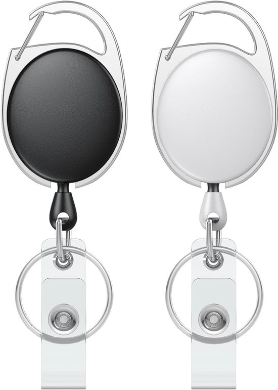Set van 2 Uittrekbare Badge Reel voor Badgehouder, Stevige Sleutelhanger met RVS Veer en Nylon Koord, Ideaal voor Werk en Evenementen
