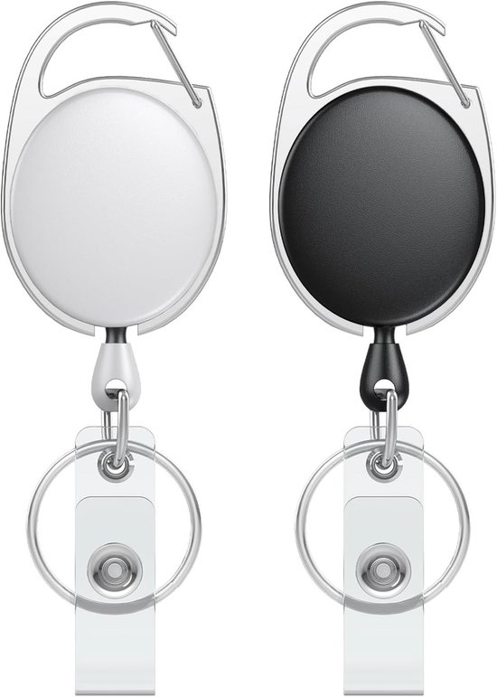 Set van 2 Uittrekbare Badge Reel voor Badgehouder, Stevige Sleutelhanger met Rvs Veer en Nylon Touw, Ideaal voor Werk en Evenementen van Merkloos