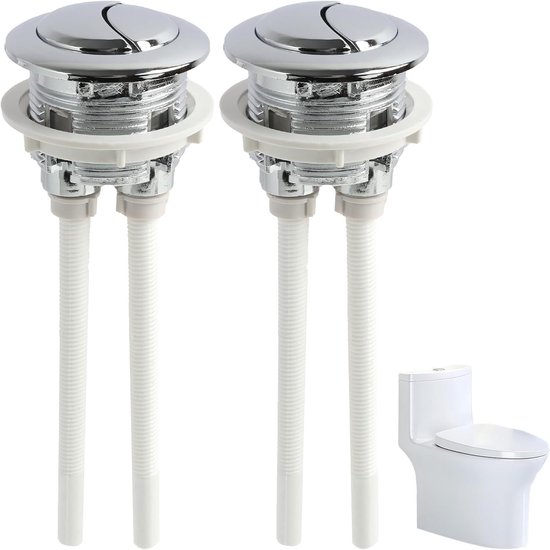 Set van 2 universele toiletspoelknoppen 40 mm, dubbele spoeling, geschikt voor toiletten met een gatdiameter van 37-44 mm, waterbesparend, eenvoudige installatie, modern design, duurzaam en gebruiksvriendelijk