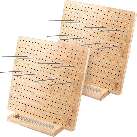 Set van 2 vierkante blokkeerplanken van 25 x 25 cm met 30 pennen, ideaal voor haken, breien en creatief handwerk van Merkloos