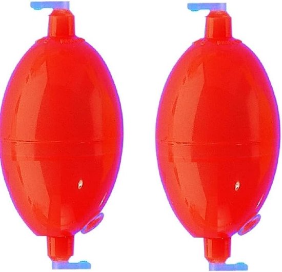 Set van 2 Waterballen - Rood en Geel - 8 en 15 gram - Ovale Kunststof Waterballen - Voor Vissers