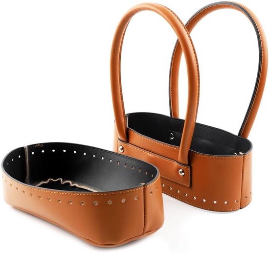 Set van 2 zakbodems voor haken, PU leren zakhengsels, DIY handtassen, 3D haken, accessoires voor tassen en breisels, bootvorm en gaten voor zakgrepen van Merkloos
