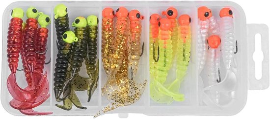 Set van 20 Bionische Wormen voor Vissen – Ideaal voor Baars, Forel en Snoek
