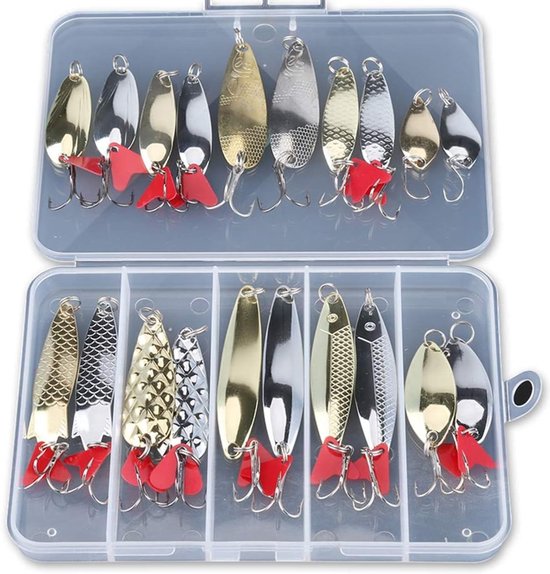 Set van 20 Metaal Vissen Aas Lepels - Hard Bait Spinner voor Snoek, Zalm en Baars Visgerei