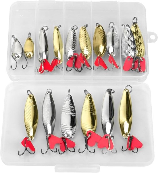 Set van 20 metalen lepels voor vissen - Hard bait, spinnerbait en triplets voor zalm en baars