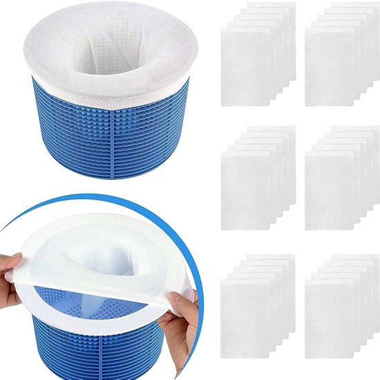 Set van 20 skimmersokken, skimmer filternet, herbruikbaar voor skimmer mandnet, nylon zwembadskimmersokken, filtersokken voor oppervlaktespimmer verwijdert slakkenbladeren