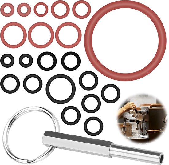 Set van 22 ovale kopsleutels, reserveonderdelen voor volautomatische koffiemachine, reserveonderdeel met sleutelring, afdichtring, reparatie, ovale kopbit-afdichtingen, gereedschap, voor Jura