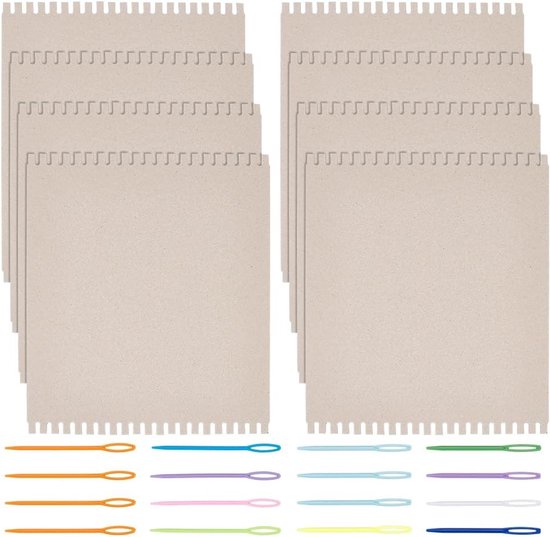 Set van 24 kartonnen weeframen met brede inkepingen en grote plastic naalden voor beginners in breien, haken en sieraden maken