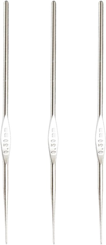 Set van 3 fijne haaknaalden 0.5mm voor het maken van delicate haakprojecten | Ideaal voor het haken van fijne steken en het bevestigen van haaraccessoires