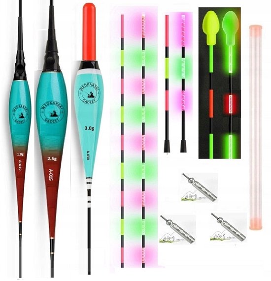 Set van 3 Glow Visloodjes met Batterijen en Gratis Accessoires