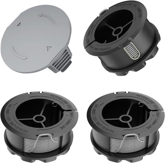 Set van 3 Grastrimmer Draad Spoelen Vervangingsdraad voor Universele Grastrimmers, Diameter 1.65 mm, Lengte 6.1 m, Inclusief Spoelkap, Geschikt voor Diverse Merken en Modellen