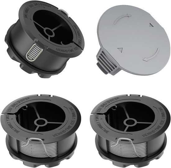 Set van 3 Grastrimmer Draadspoelen Geschikt voor Vervangende Spoel, Diameter 1.65 mm, 6.1 m, Inclusief Spoelkap voor Efficiënt Grasmaaien en Onderhoud