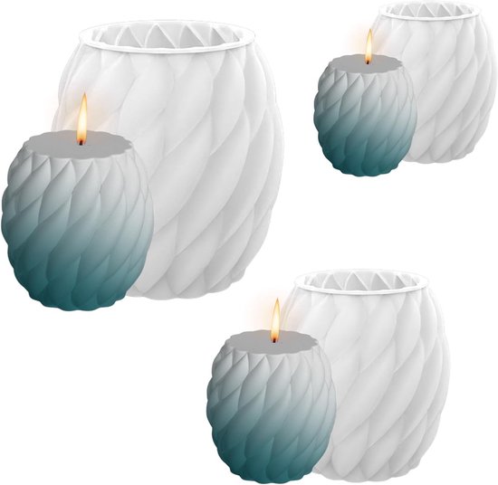 Set van 3 kaarsvormen voor gieten, 3 maten spiraalvormige ronde kaarsvorm, siliconen mal kaars, 3D epoxyhars mallen siliconen kaarsenhouder voor doe-het-zelf aromatherapie kaarsen maken