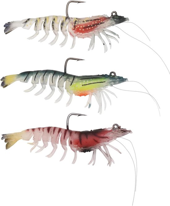 Set van 3 Lichtgevende Kunstaas Garnalen voor Vissen op Baars, Forel en Snoek van Merkloos