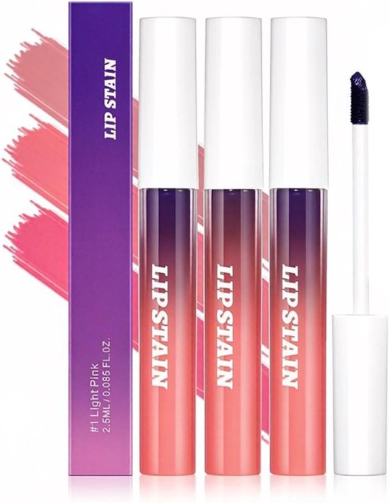 Set van 3 Peel Off Lip Stain Lippenstift om te verwijderen in Light Pink, Cool Rose & Hot Pink, waterdichte liptint, langdurige lipgloss voor dames