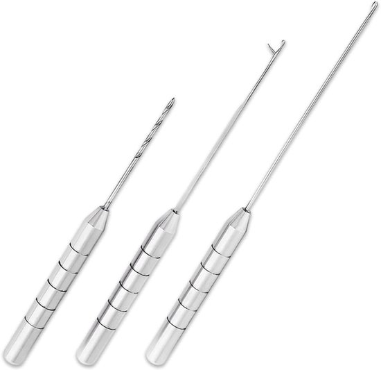Set van 3 RVS Aasnaalden - Duurzaam Gereedschap voor Vissen - Perfect voor Aas en Hengelsport