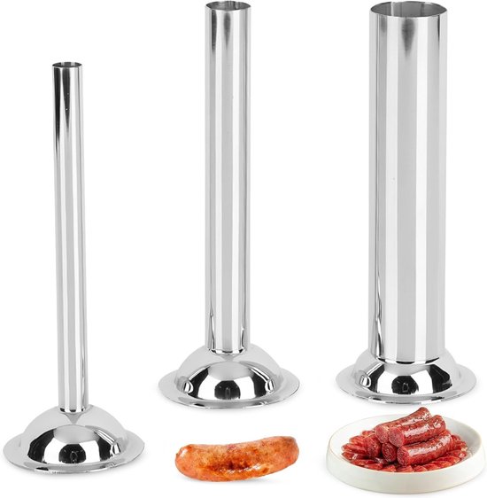 Set van 3 RVS Worst Vulbuizen Ø12mm/19mm/32mm - Vulaccessoires voor Vleesmolen, Handmatige en Elektrische Vullingen