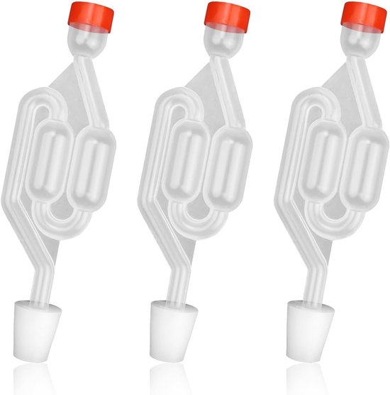 Set van 3 transparante fermentatietubes met gistballon en giststopper voor het brouwen van bier, wijn en gefermenteerde groenten