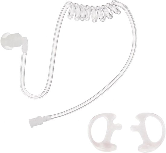 Set van 3 transparante vervangende hoofdtelefoons voor intercominstallaties en radio-headsets, inclusief spoel en kabel