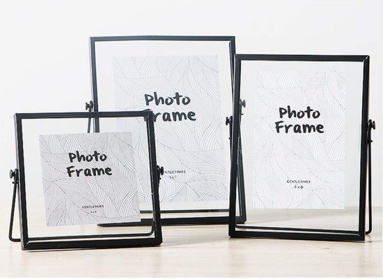 Set van 3 vintage stijl antieke zwarte fotolijsten, zwarte verticale fotolijst met geperst glas, metalen kunstwerken fotolijst voor foto's, plantenspecimen tafelblad, 4 x 4 inch, 4 x 6 inch, 5 x 7
