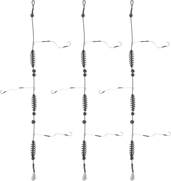 Set van 3 Vissershaken met Kooi en Voeder voor Platvis, Sole en Bot - Nylon Hengelsport Accessoires van Merkloos