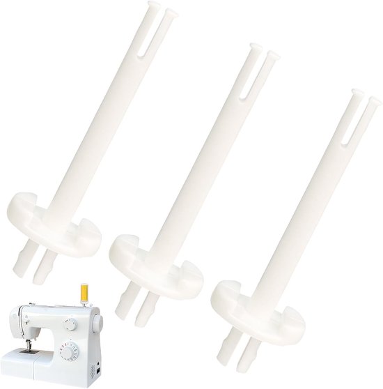 Set van 3 Witte Plastic Spoelhouders voor Naaimachines - Vervangingsaccessoires voor Diverse Merken en Modellen