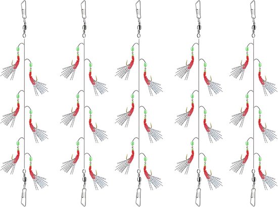 Set van 30 Realistische Kunstaas Vishaken met Lichtgevende Kralen voor Baars en Forel van Merkloos