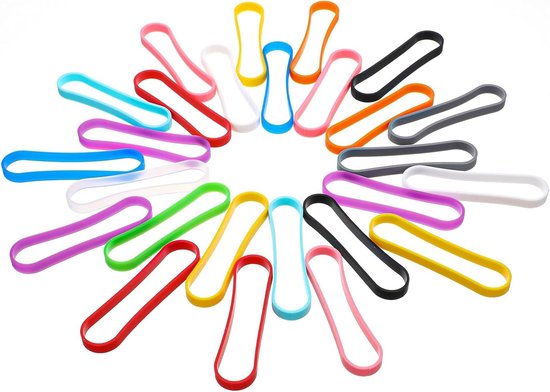 Set van 36 Kleurige Herbruikbare Siliconen Rubber Ringen - Brede Elastische Bands voor Kantoor, Thuis en Schoolbenodigdheden