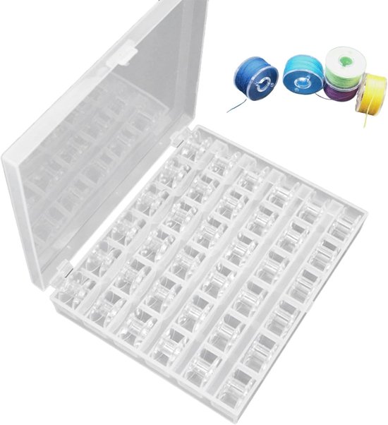 Set van 36 Naaimachine Spoelen met Bobbin Doos, Transparante Plastic Spoelen voor Standaard Modellen, Ideaal voor Naaien en Quilten met Draad van 2 cm Diameter