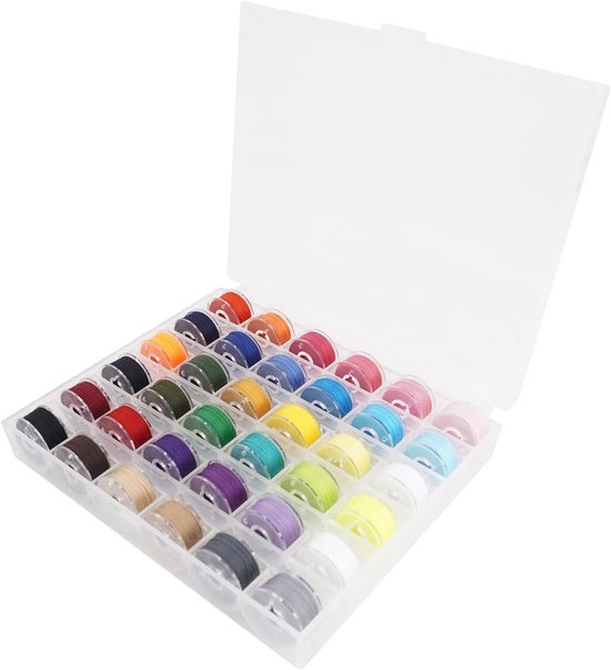 Set van 36 Voorgewonden Kleurige Spoelen voor Naaimachines - Assortiment Onderdraden voor Diverse Merken zoals Brother, Janome en Babylock