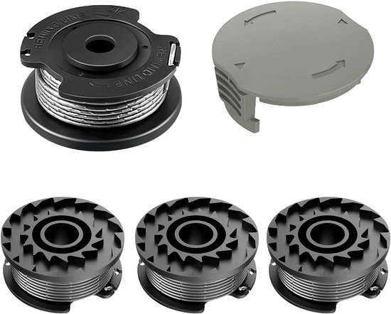 Set van 4 Draadspoelen met Diameter 1,65 mm en 4,9 m Lengte voor Grastrimmers, Inclusief Spool Cover en Compatibel met Diverse Modellen