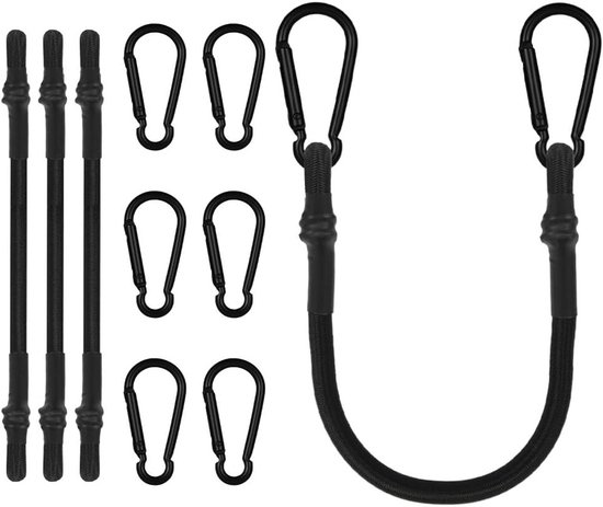 Set van 4 Elastische Touwen met Haken - Ideaal voor Vervoer, Camping en Luggage (30 cm)