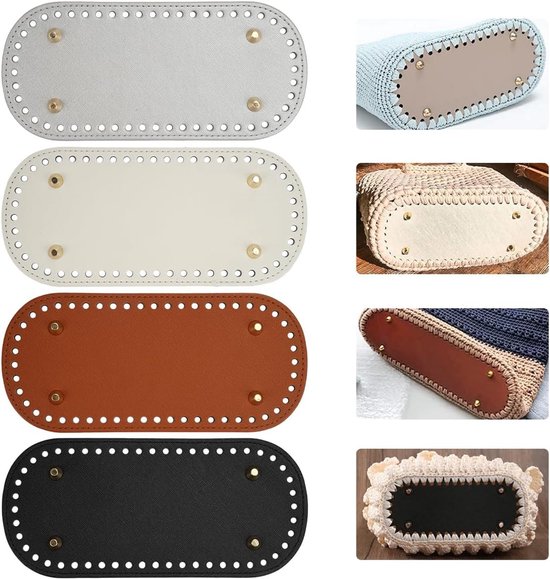 Set van 4 haakjes voor het maken van handtassen, ovalen bodem voor haken, DIY accessoires voor leren tassen en haakprojecten