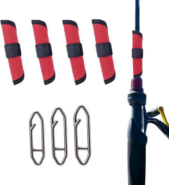 Set van 4 Lure Wrap en 30 Fishing Speed Clips - 15cm Bait Gloves - Hengel Lure Hook Covers - Vissersbescherming van Merkloos